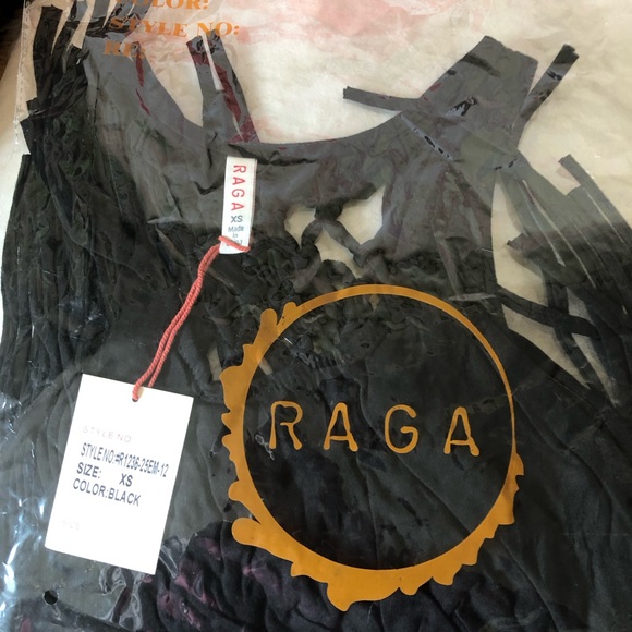 Raga Tank with t-shirt fringe and cross crossed back size XS New! - Picture 7 of 11